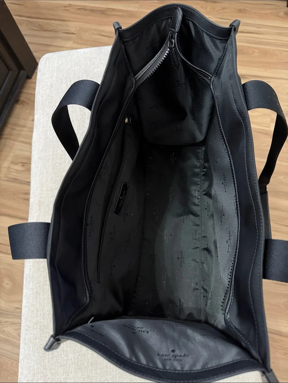 kate spade Black Nylon Tote with Logo Webbed Straps